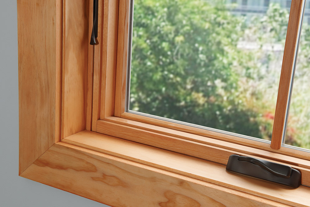 Natural wood windows in the interior